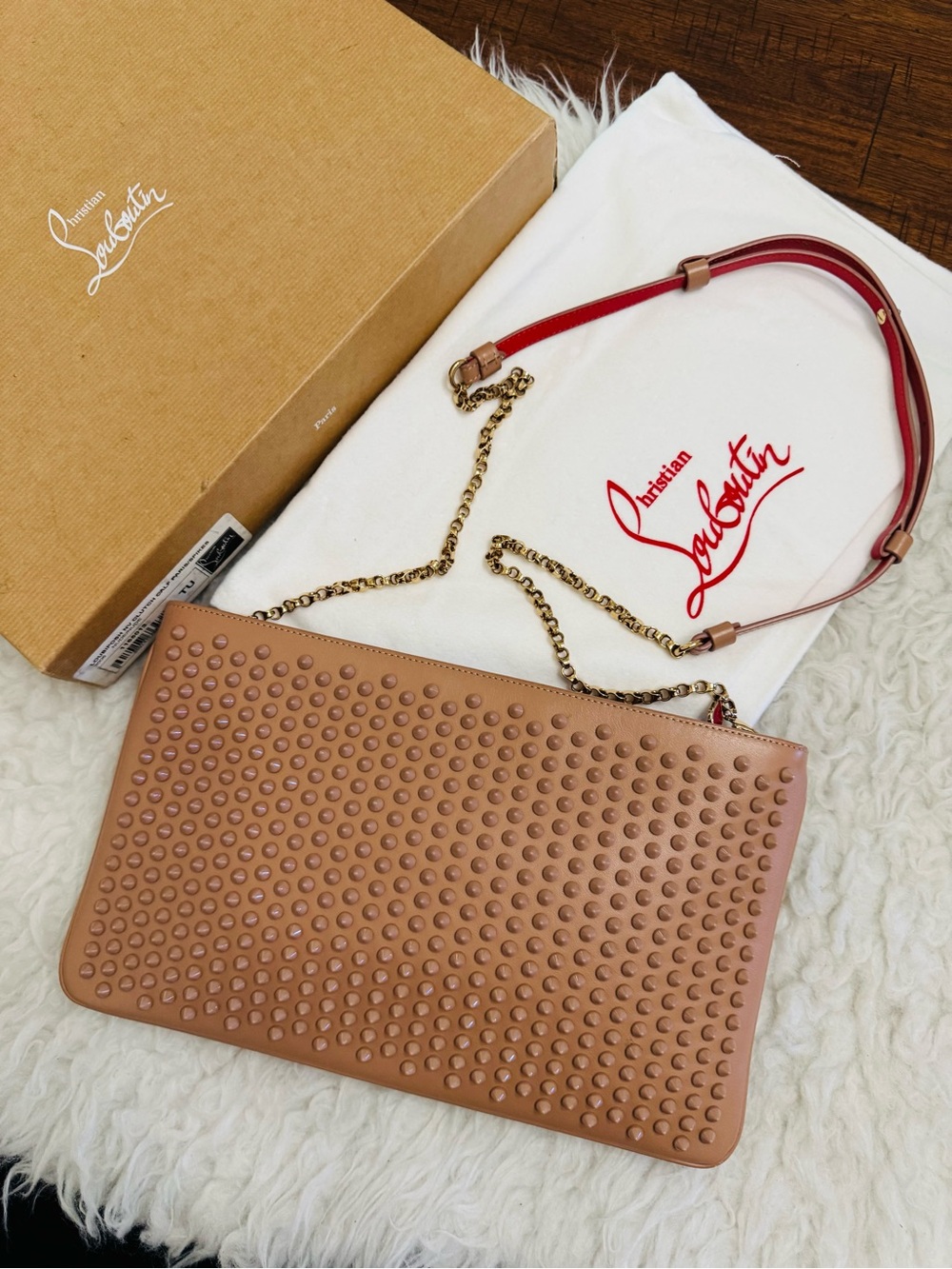 Christian Louboutin Loubiposh Clutch Spiked Leather
